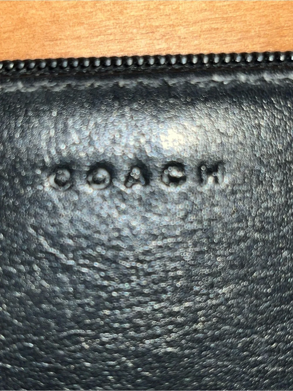 Coach Vintage Black Leather Zip Pouch with Logo Tag